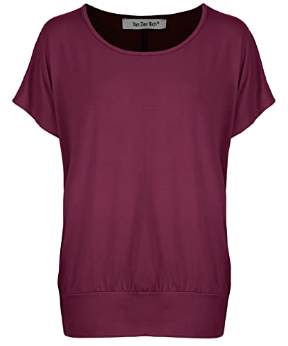 Van Der Rich ® - Tshirt Kurzam Rundhalsausschnitt Sommer- Damen (Bordeaux, M) von Van Der Rich