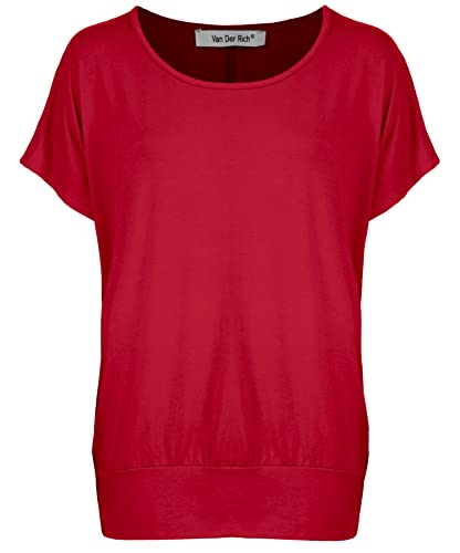 Van Der Rich ® - Tshirt Kurzam Rundhalsausschnitt Sommer- Damen (Dunkelrot, L) von Van Der Rich