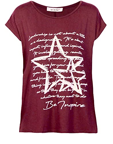 Van Der Rich ® - T-Shirt mit gedrucktem Design - Damen (Bordeaux, XL) von Van Der Rich