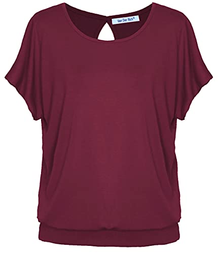 Van Der Rich ® - T-Shirt mit offenem Rücken - Damen (Bordeaux-B, L) von Van Der Rich