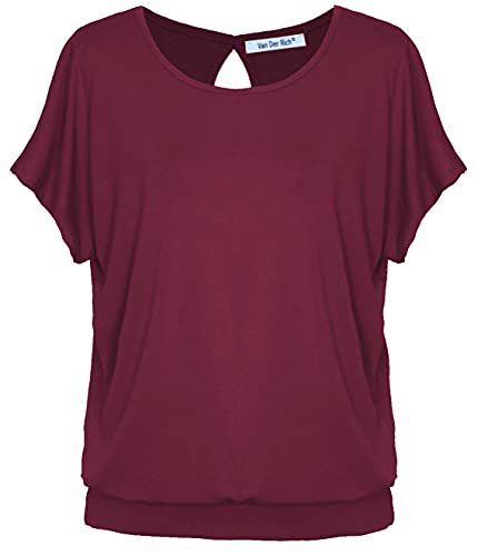 Van Der Rich ® - T-Shirt mit offenem Rücken - Damen (Bordeaux-B, XXL) von Van Der Rich