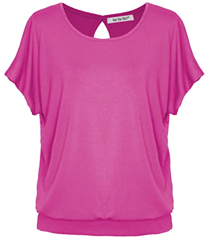 Van Der Rich ® - T-Shirt mit offenem Rücken - Damen (Fuchsia-B, M) von Van Der Rich