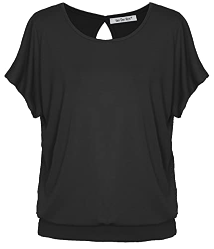 Van Der Rich ® - T-Shirt mit offenem Rücken - Damen (Schwarz-B, L) von Van Der Rich