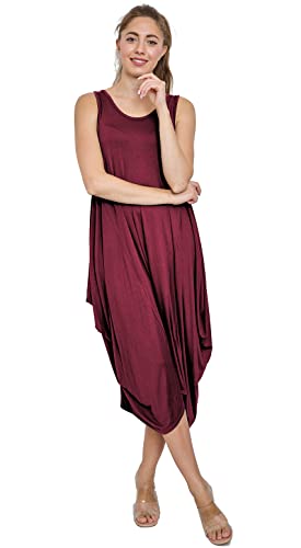 Van Der Rich ® - Sommerkleid Long Fledermaus-Stil - Damen (Bordeaux, One Size) von Van Der Rich