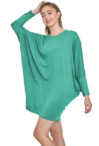 Van Der Rich ® - Tunika Kleid Langarm Oversize Einheitsgröße - Damen (Aqua, One Size) von Van Der Rich