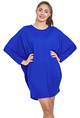 Van Der Rich ® - Tunika Kleid Langarm Oversize Einheitsgröße - Damen (Royalblaue, One Size) von Van Der Rich