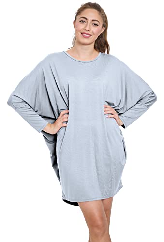 Van Der Rich ® - Tunika Kleid Langarm Oversize Einheitsgröße - Damen (Grau, One Size) von Van Der Rich