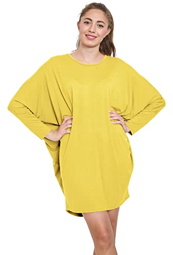 Van Der Rich ® - Tunika Kleid Langarm Oversize Einheitsgröße - Damen (Senf, One Size) von Van Der Rich
