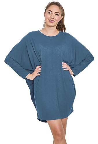 Van Der Rich ® - Tunika Kleid Langarm Oversize Einheitsgröße - Damen (Denim, One Size) von Van Der Rich