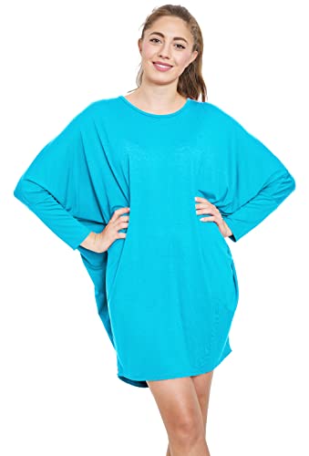 Van Der Rich ® - Tunika Kleid Langarm Oversize Einheitsgröße - Damen (Hellblau, One Size) von Van Der Rich