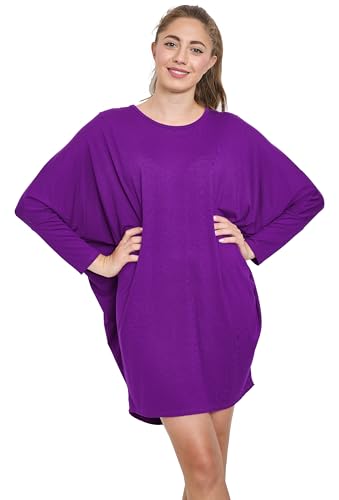 Van Der Rich ® - Tunika Kleid Langarm Oversize Einheitsgröße - Damen (Violett, One Size) von Van Der Rich