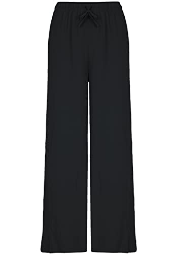 Van Der Rich ® - Weit Geschnittene Hose mit Elastischem Bund und Kordelzug in Unifarbe - Damen (Schwarz, One Size) von Van Der Rich