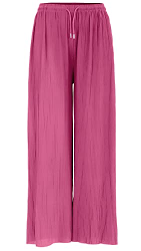 Van Der Rich ® - Weite Plissee Hose High Waist und Verstellbar Bänder - Damen (Fuchsia, One Size) von Van Der Rich