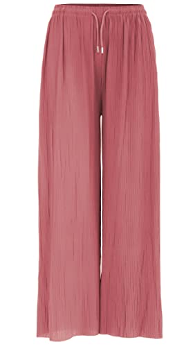 Van Der Rich ® - Weite Plissee Hose High Waist und Verstellbar Bänder - Damen (Rosa, One Size) von Van Der Rich