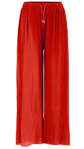 Van Der Rich ® - Weite Plissee Hose High Waist und Verstellbar Bänder - Damen (Rot, One Size) von Van Der Rich