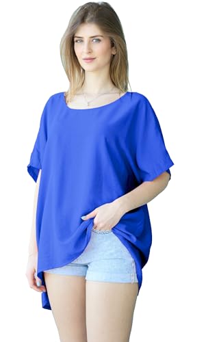 Van Der Rich - Oversized Sommerbluse Einheitsgröße (Royalblaue, One Size) von Van Der Rich