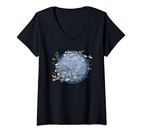 Damen Van Gogh Mandelblüte T-Shirt mit V-Ausschnitt Damen Van Gogh Mandelblüte T-Shirt mit V-Ausschnitt von Van Gogh Mandelblüte