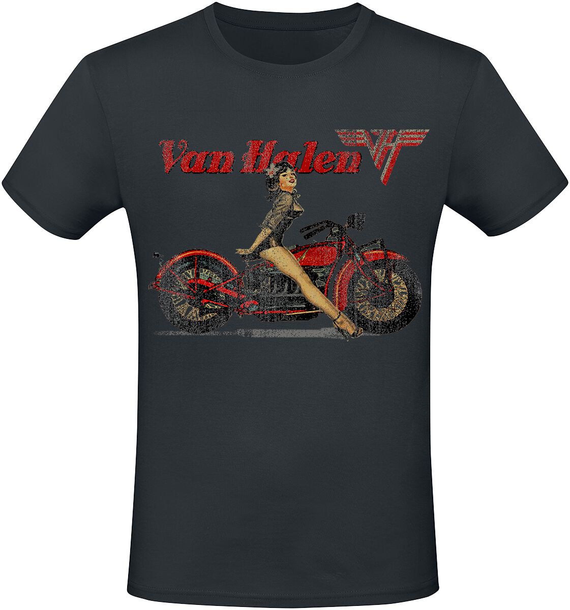 Van Halen Pinup Motorcycle T-Shirt schwarz in M von Van Halen