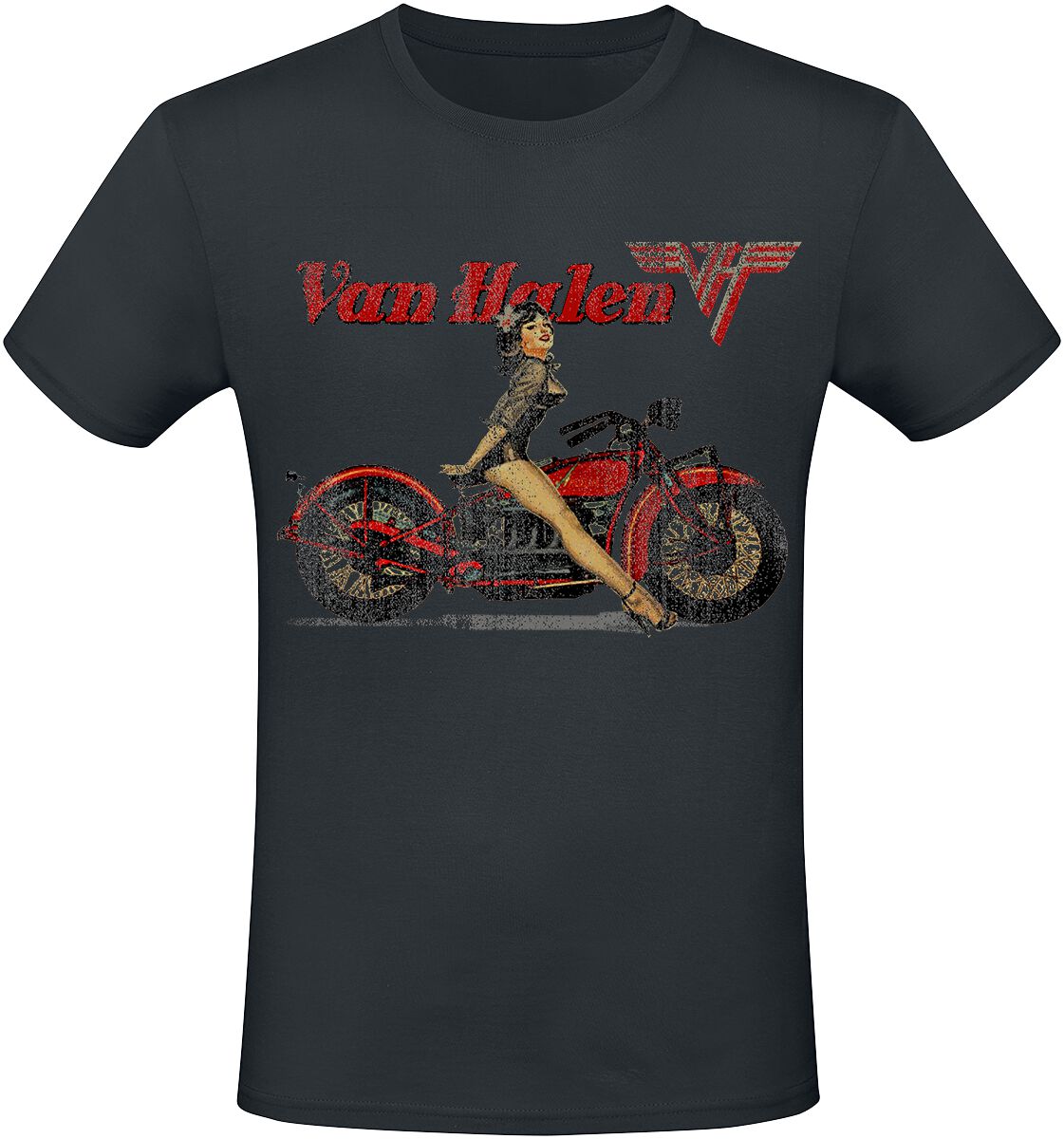 Van Halen Pinup Motorcycle T-Shirt schwarz in S von Van Halen