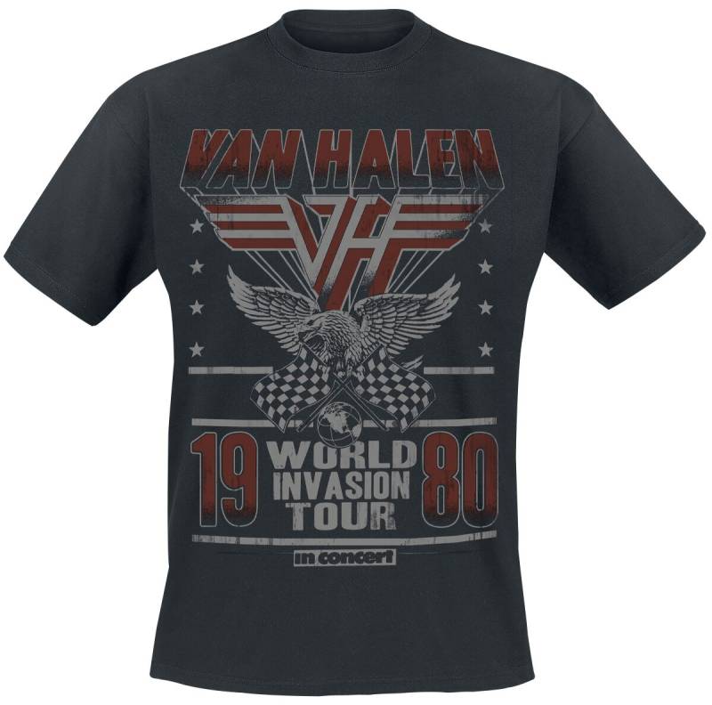 Van Halen T-Shirt - World Invasion Tour 1980 - S bis 3XL - für Männer - Größe M - schwarz  - Lizenziertes Merchandise! von Van Halen