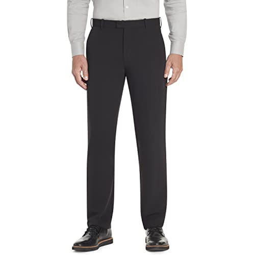 Van Heusen Herren Flex Flacher Vorderseite, Gerade Passform Lssige Hose, schwarz, 44W / 34L von Van Heusen