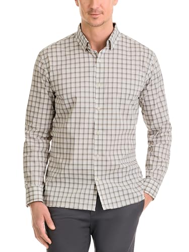 Van Heusen Herren Classic Fit Stain Shield Never Tuck Stretch Pattern Shirt Hemd mit Button-Down-Kragen, Chinchilla Plaid, XL von Van Heusen