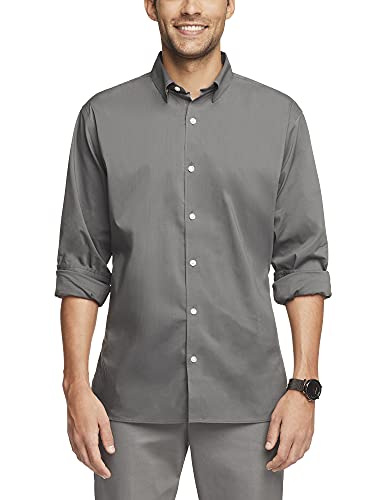 Van Heusen Herren Classic Fit Stain Shield Never Tuck Stretch Solid Shirt Hemd mit Button-Down-Kragen, Eisentor massiv, Mittel Van Heusen Herren Classic Fit Stain Shield Never Tuck Stretch Solid Shirt Hemd mit Button-Down-Kragen, Eisentor massiv, Mittel von Van Heusen