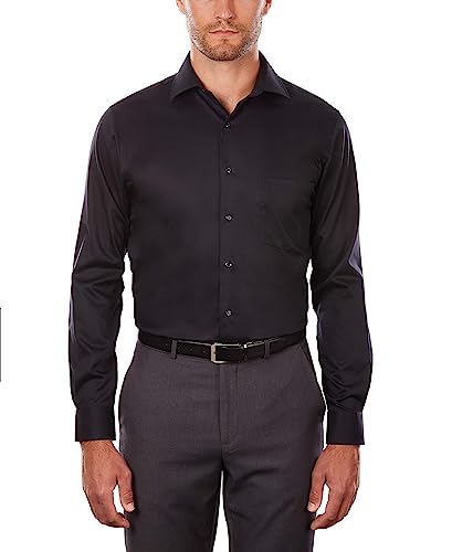 Van Heusen Herren Dress Shirt Regular Fit Flex Collar Stretch Solid Klassisches Hemd, Schwarz, 41 cm Hals 81 cm-84 cm Ärmel Van Heusen Herren Dress Shirt Regular Fit Flex Collar Stretch Solid Klassisches Hemd, Schwarz, 41 cm Hals 81 cm-84 cm Ärmel von Van Heusen
