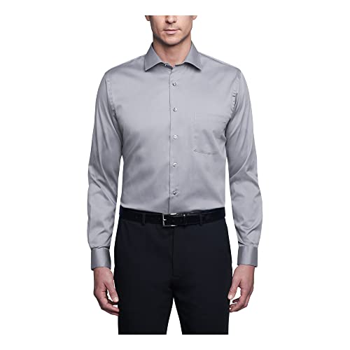 Van Heusen Herren Dress Shirt Regular Fit Flex Collar Stretch Solid Smokinghemd, Grau (Grey Mist), L (Hals 41 cm Ärmel 91/94 cm) von Van Heusen