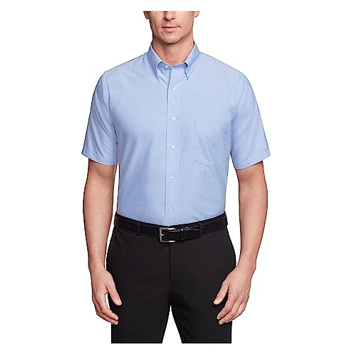 Van Heusen Herren Hemden Kurzarm Oxford Solid, blau, 42 cm Hals von Van Heusen