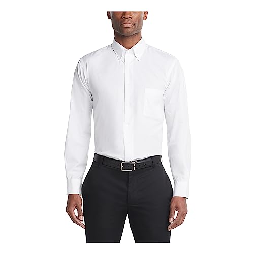 Van Heusen Herren Hemden Regular Fit Silky Popeline Solid - Weiß - Mittel von Van Heusen