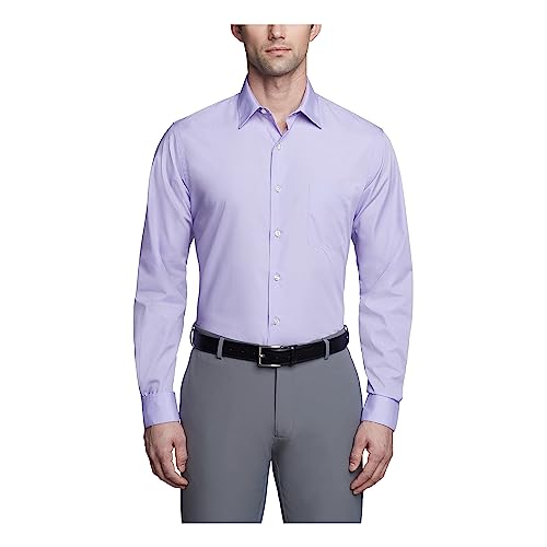 Van Heusen Herren Kleid Fitted Popeline Solid Klassisches Hemd, Lavendel, 18.5" Hals 36"-37" Ärmel von Van Heusen