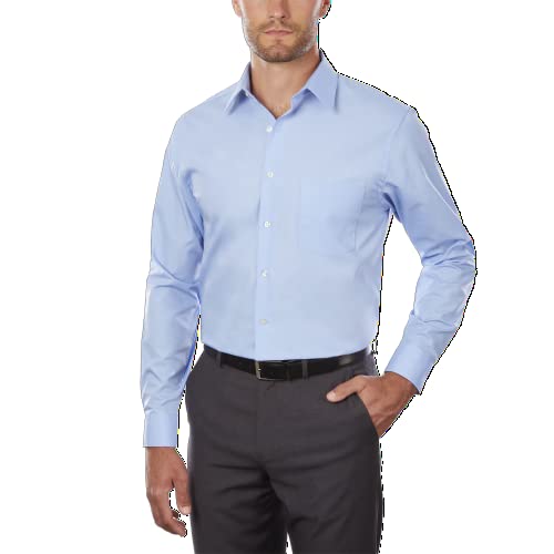 Van Heusen Herren Kleid Hemd Regular Fit Popeline Solid, Cameo Blau, 18.5" Hals 32"-33" Ärmel von Van Heusen