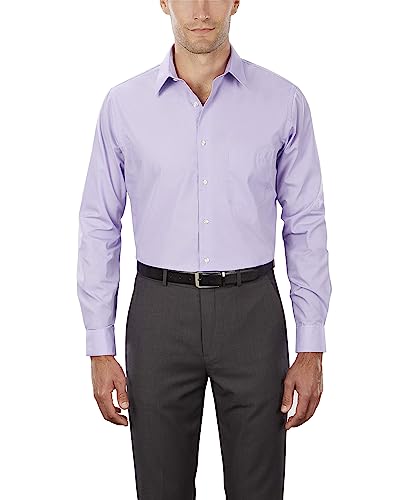 Van Heusen Herren Kleid Hemd Regular Fit Popeline Solid, Lavendel, 39 cm Hals 81 cm- 84 cm Ärmel von Van Heusen