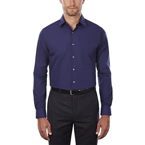 Van Heusen Herren Kleid Hemd Regular Fit Popeline Solid, Persisches Blau, 44 cm Hals 81 cm- 84 cm Ärmel von Van Heusen