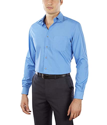 Van Heusen Herren Kleid Hemd tailliert Popeline Solid, Pacifico, 42 cm Hals 91 cm- 94 cm Ärmel von Van Heusen