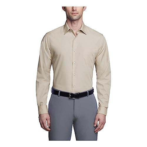 Van Heusen Herren Kleid Hemd tailliert Popeline Solid, Stone, 44 cm Hals 91 cm- 94 cm Ärmel von Van Heusen