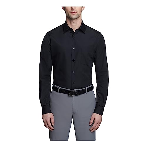 Van Heusen Herren Kleid Hemd tailliert Popeline Solid, schwarz, 43 cm Hals 81 cm- 84 cm Ärmel von Van Heusen