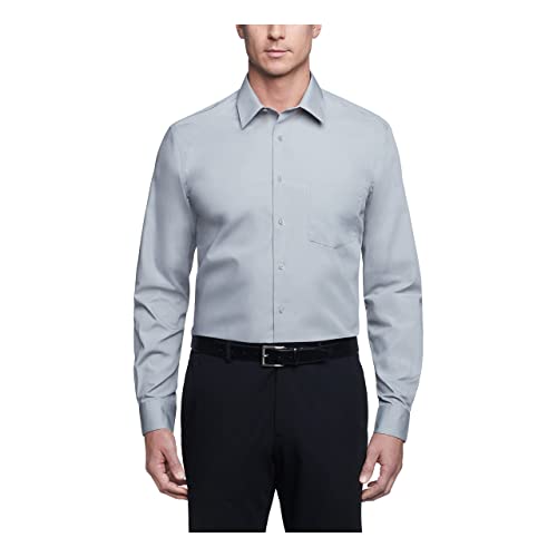 Van Heusen Herren Regular Fit Popeline Solid Klassisches Hemd, Grauer Stein, 16.5 Neck / 32-33 Sleeve von Van Heusen