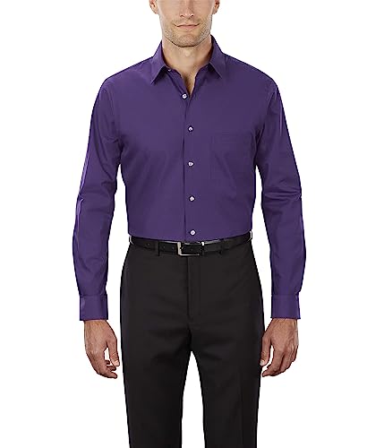 Van Heusen Herren Kleid Shirt Regular Fit Popeline Solid Klassisches Hemd, Purple Velvet, 18.5" Hals 36"-37" Ärmel von Van Heusen