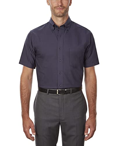 Van Heusen Herren Kurzarm Kleid Hemd Regular Fit Oxford Solid, Navy, Mittel von Van Heusen