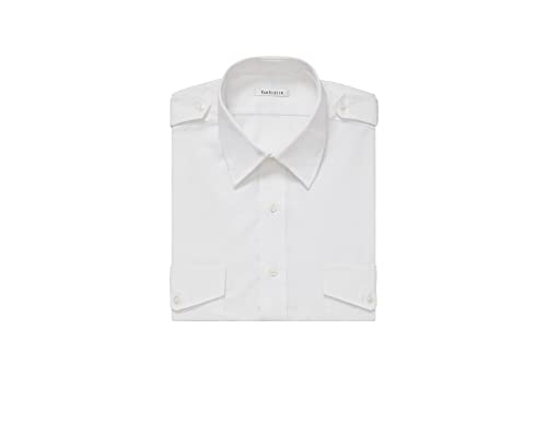 Van Heusen Herren Pilotenkleid Shirt Kurzarm Klassisches Hemd, Weiß, 42 cm Hals von Van Heusen