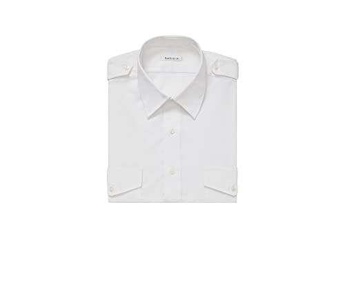 Van Heusen Herren Pilotenkleid Shirt Kurzarm Klassisches Hemd, Weiss/opulenter Garten, Mittel von Van Heusen