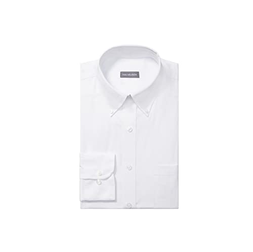 Van Heusen Herren Pinpoint Regular Fit Solid Button Down Kragen Kleid Klassisches Hemd, Weiß, 18.5" Hals 36"-37" Ärmel von Van Heusen