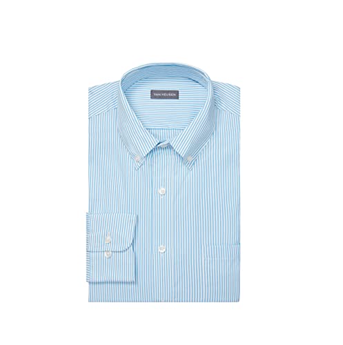 Van Heusen Herren Pinpoint Regular Fit Stripe Button Down Collar Dress Shirt Klassisches Hemd, Periwinkle, 18.5" Hals 34"-35" Ärmel von Van Heusen