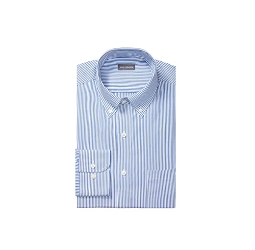 Van Heusen Herren Pinpoint Regular Fit Stripe Button Down Collar Dress Shirt Klassisches Hemd, blau, 18.5" Hals 34"-35" Ärmel von Van Heusen