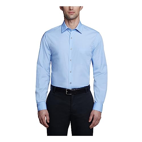 Van Heusen Herren Poplin Fitted Solid Point Collar Dress Shirt Smokinghemd, Cameo Blue, 37 cm Hals 81 cm-84 cm Ärmel von Van Heusen