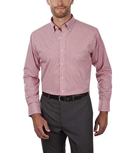 Van Heusen Herren Regular Fit Gingham Button-Down-Kragen Kleid Klassisches Hemd, Rote Henna, Groß von Van Heusen