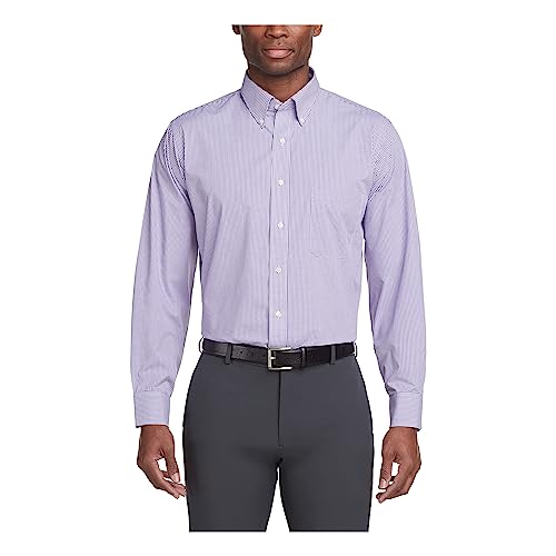 Van Heusen Herren Regular Fit Gingham-Kleid mit Button-down-Kragen Klassisches Hemd, Amethyst, 17.5"-18" Neck 34"-35" Sleeve von Van Heusen