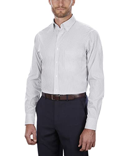 Van Heusen Herren Regular Fit Pinpoint Stripe Klassisches Hemd, Iced Grey, 42 cm Hals 86 cm-89 cm Ärmel von Van Heusen